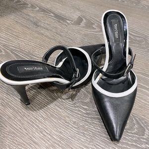 White Black Closed Toed Heels size 8.5